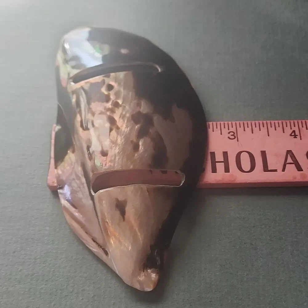 NOS  VINTAGE  ABALONE SHELL UNISEX FASHION OVAL BELT BUCKLE skirt scarf holder
